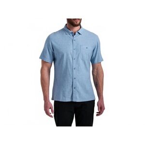 KUHL Getaway Hemp Blend Stretch Shirt Mens Blue Chalk Button Up